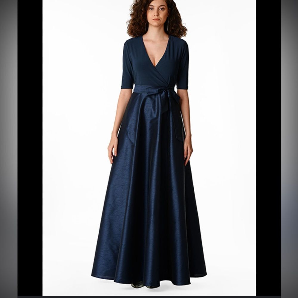 eShakti Mixed Media Surplice Maxi Dress size‎ 8